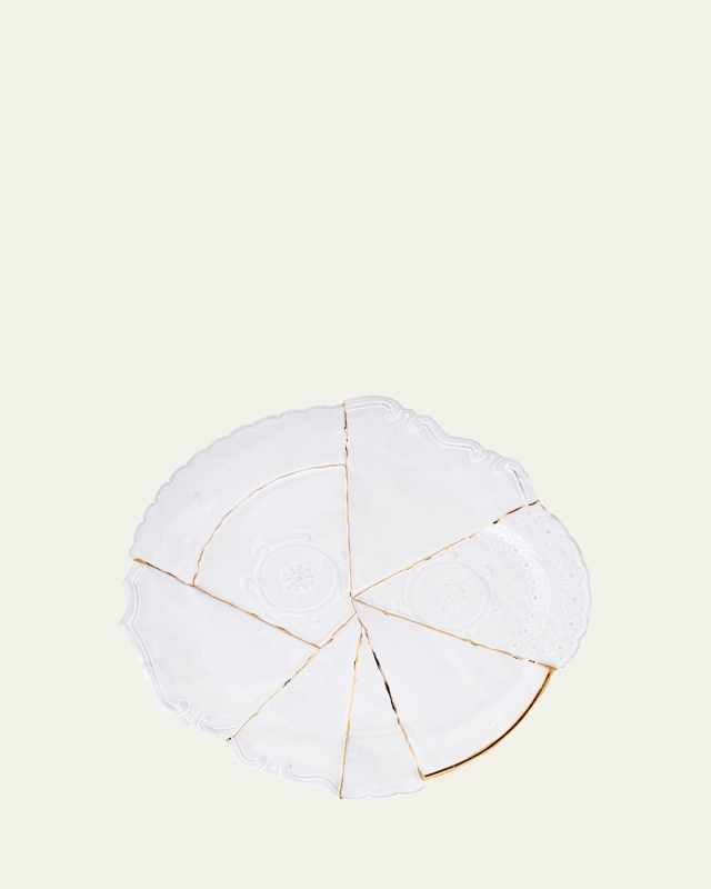 Sacai Round Patchwork Platter with Golden Edging